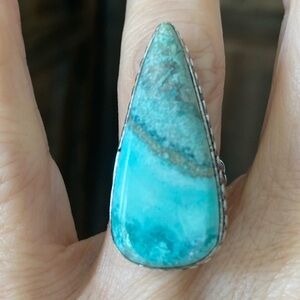 Artisan Made Size 5 Chrysocolla 925 Sterling Silver Ring